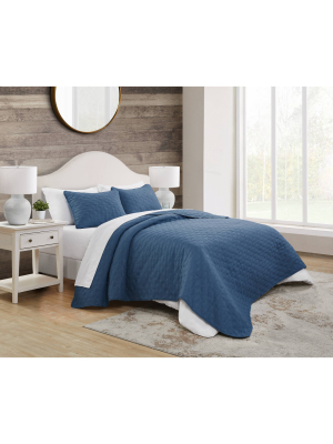 King 3pc Circle Embossed Quilt Set - Vcny Home