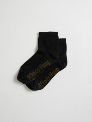 Afends Unisex Happy Hemp - Ankle Socks One Pack - Black / Black