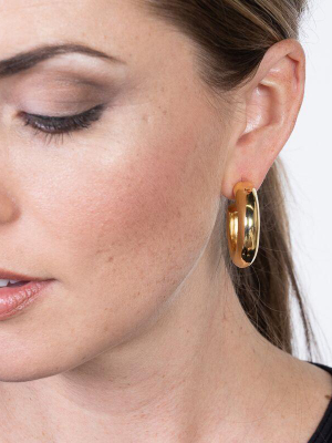 Gold Tube Hoop Pierced Earrings