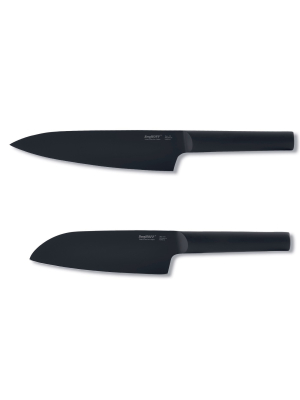 Berghoff Ron 2pc Cutlery Set Chef & Santoku, Black