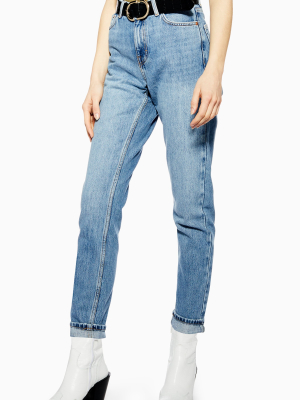 Mid Blue Wash Mom Tapered Jeans