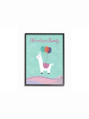 16"x1.5"x20" Adventure Awaits Llama With Balloons Oversized Framed Giclee Texturized Art - Stupell Industries