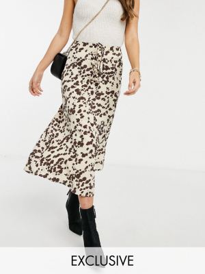 Annorlunda Midi Skirt In Smudged Cow Print Set