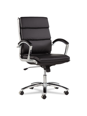 Alera Neratoli Series Mid-back Swivel/tilt Chair, Black Leather, Chrome Frame Nr4219