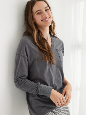 Aerie Oversized Long Sleeve Voop T-shirt