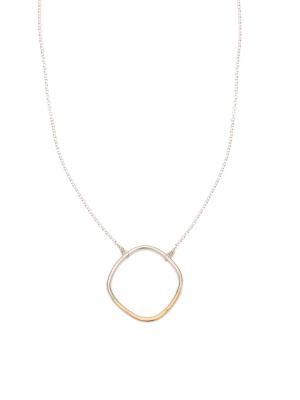 Long Silver & Gold Rounded Square Necklace