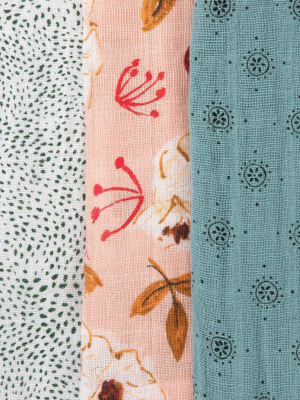 Cotton Muslin Swaddle Blanket Set - Vintage Floral