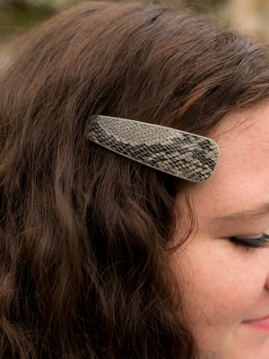 Gray Snake Print Hair Clip