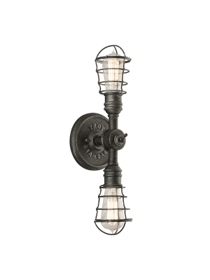 Conduit 2lt Wall Sconce Old Silver