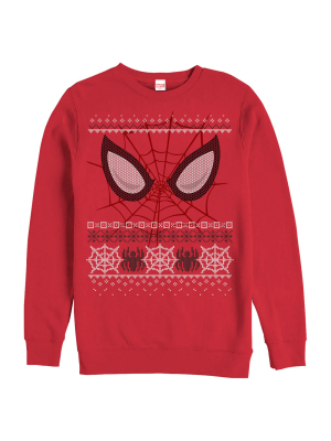 Men's Marvel Ugly Christmas Spider-man Mask Sweatshirt