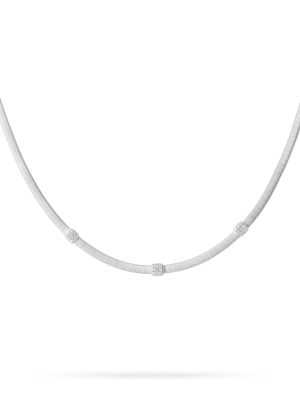 Marco Bicego® Masai Collection 18k White Gold And Diamond Three Station Necklace