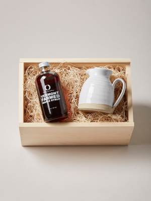 Farmhouse Pottery Bell Pitcher And Maple Syrup Gift Set