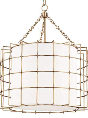 Sovereign 3 Light Pendant Aged Brass