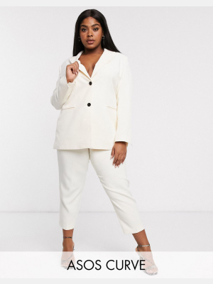 Asos Design Curve Pop Slim Suit Pants In Ivory