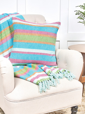 C&f Home Key Lime Stripe Woven Throw