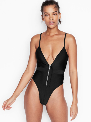 Fae V-plunge Zip Front One-piece