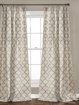 Set Of 2 84"x54" Geo Trellis Window Curtain Panel Gray - Lush Décor