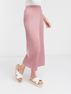 Asos Design Plisse Culotte Pants In Rose