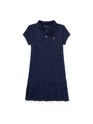 Pleated Cotton Polo Dress