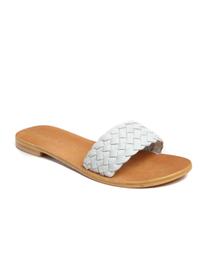 Malibu White Braided Leather Slide Sandal