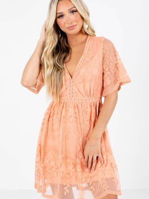 Light My Fire Peach Lace Mini Dress