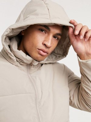 Topman Recycled Puffer Jacket In Stone