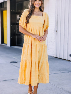 Think About It Yellow Midi Dress