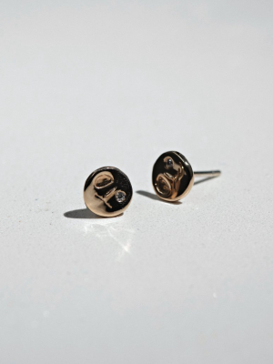 Miro Stud Earrings With Stone| 9ct Yellow Gold