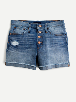 High-rise Denim Short With Exposed Button Fly