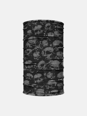 Skulls Black Gray Neck Gaiter