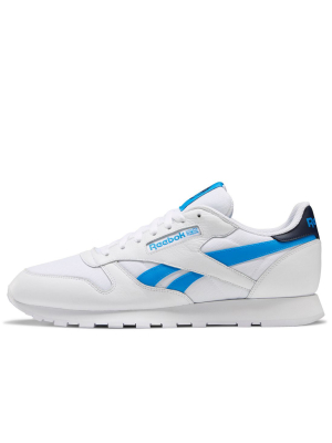 Reebok Classic Leather Sneakers In White With Blue Vector