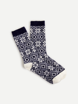 Trouser Socks In Snowflake Fair Isle