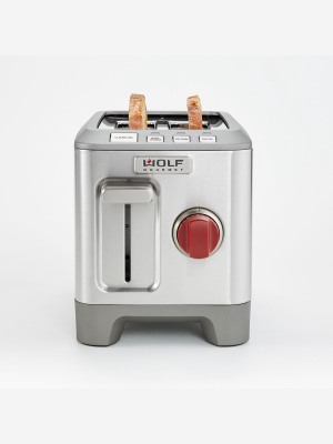 Wolf Gourmet 2-slice Toaster With Red Knob