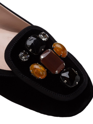 Car Shoe Crystal-embellished Ballerina Flats