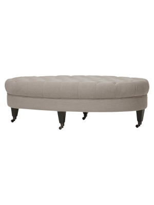 Brighton Linen Modern Tufted Ottoman Beige - Baxton Studio