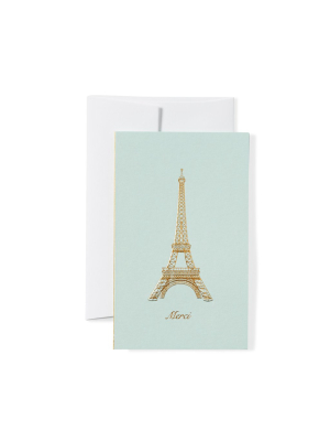 Eiffel Tower 'merci' Mini Note Cards, Set Of 8