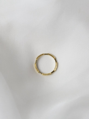 Engraved Uniform Ring With Diamond Segments