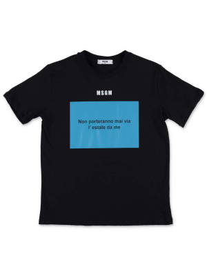 Msgm Kids Slogan Print Crewneck T-shirt