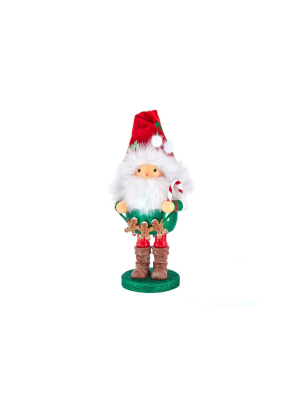 Kurt Adler 13.5" Hollywood Gnome With Gingerbread Cookies And Candy Cane Nutcracker