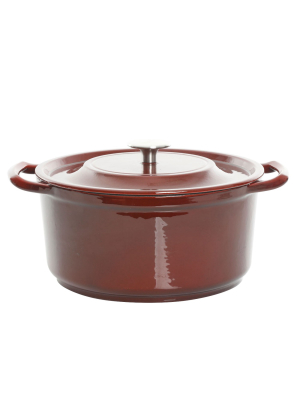 Kenmore Elite Oak Park 5 Quart Enameled Cast Iron Casserole With Lid And Glass Steamer In Blue