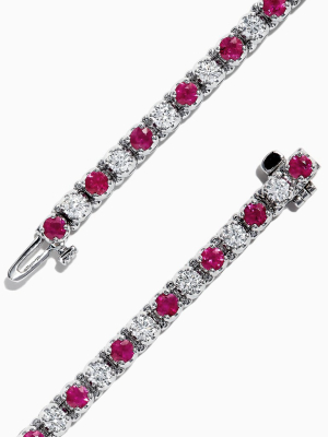 Effy Ruby Royale 14k White Gold Ruby And Diamond Tennis Bracelet, 5.22 Tcw