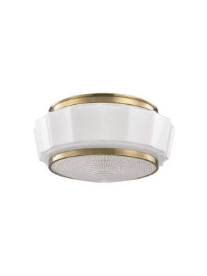 Odessa 2 Light Flush Mount Aged Brass