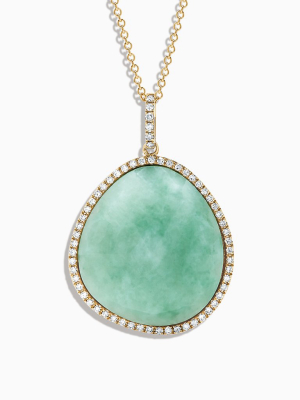 Effy 14k Yellow Gold Jade And Diamond Pendant, 28.93 Tcw