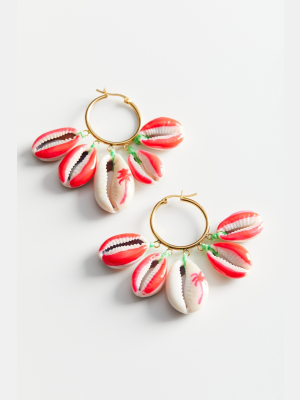 Venessa Arizaga Palm Tree Mini Shell Charm Hoop Earring