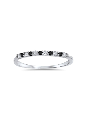 Pompeii3 1/4ct Black & White Diamond Wedding Anniversary Ring