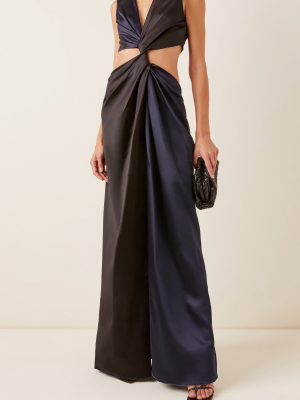 Twist Cut-out Satin Midi Dress