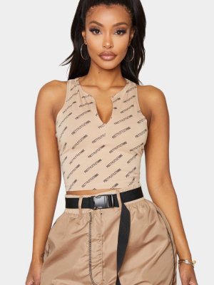 Prettylittlething Shape Stone Zip Front Crop Top