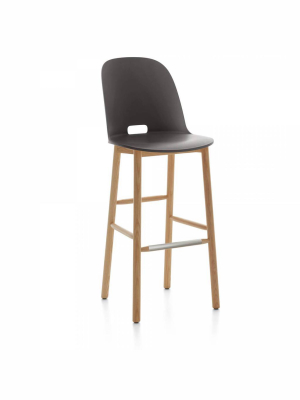 Alfi Recycled High Back Barstool - Dark Ash