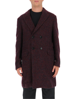 Z Zegna Checked Double Breasted Coat