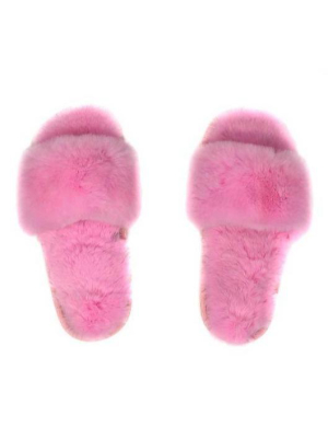The Breezy Rabbit Slippers In Hot Pink
